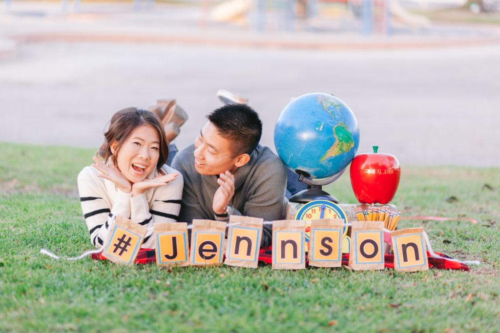 couple engagement school globe classroom apple teacher playground