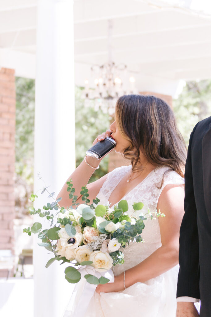 bride and father flask