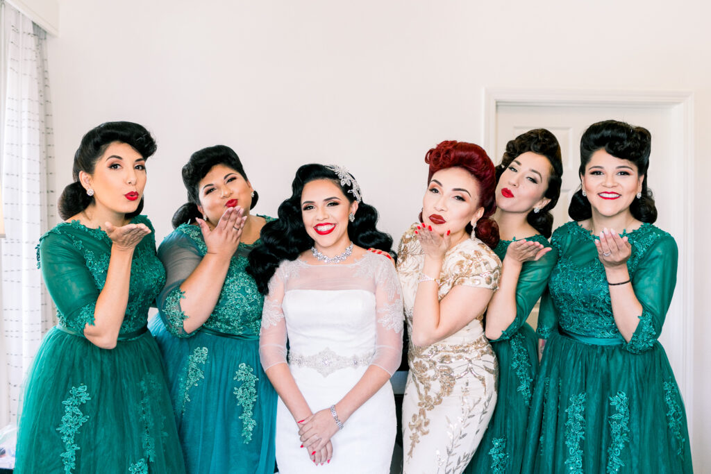 vintage glam wedding bridesmaids