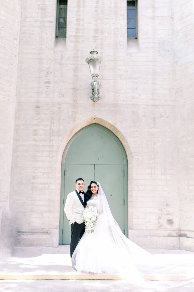 vintage wedding church portraits couple