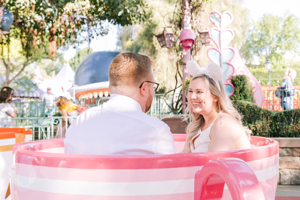 disneyland engagement photos teacup ride bride session