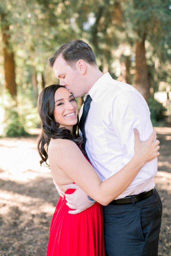 lush forest engagement carbon canyon couple red dress