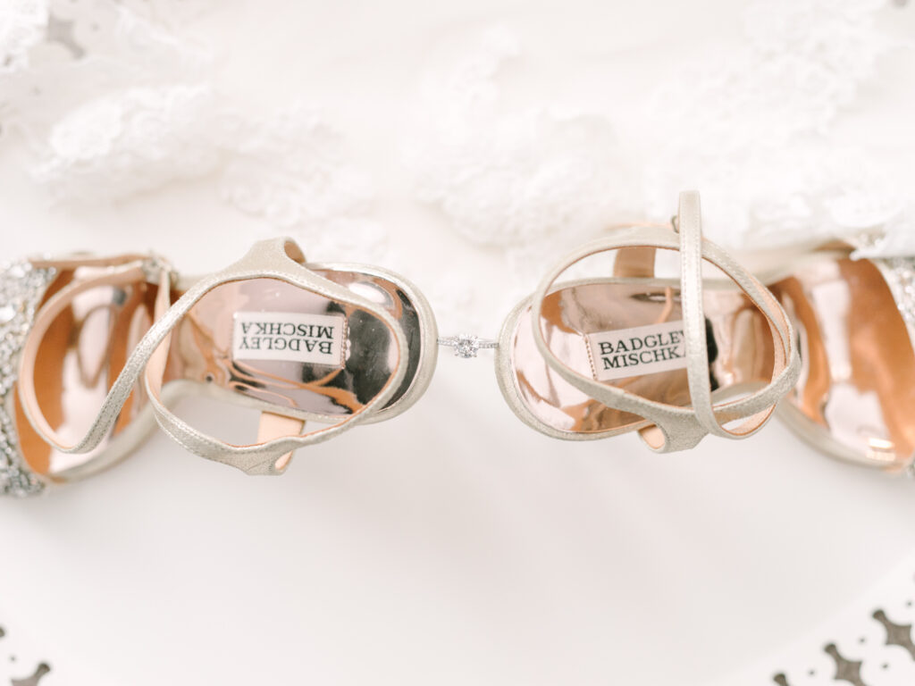 bridal wedding shoes with engagement ring orange county