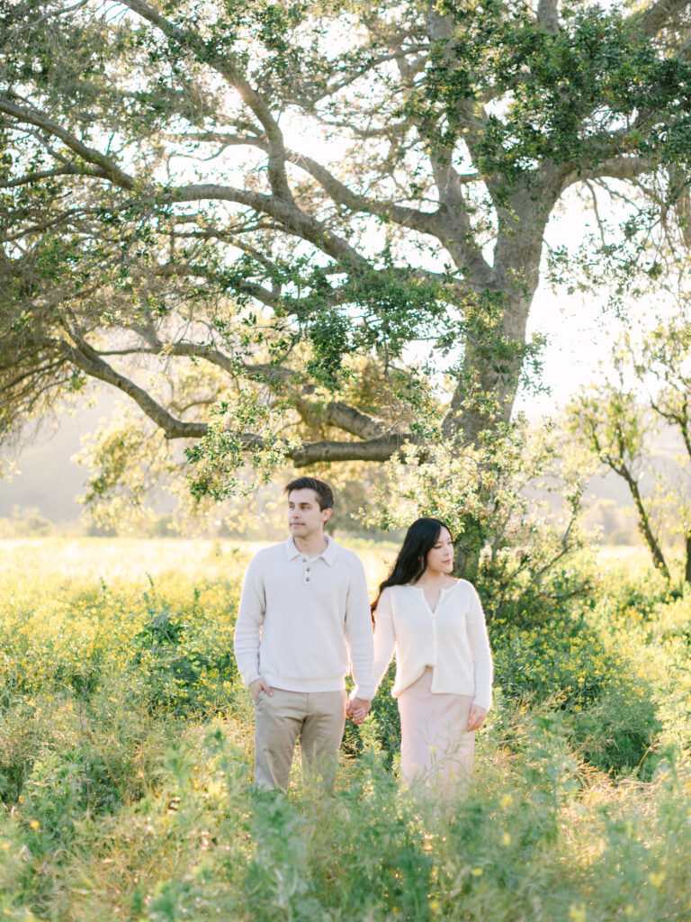 couple engagement photo session san juan capistrano flower field in orange county