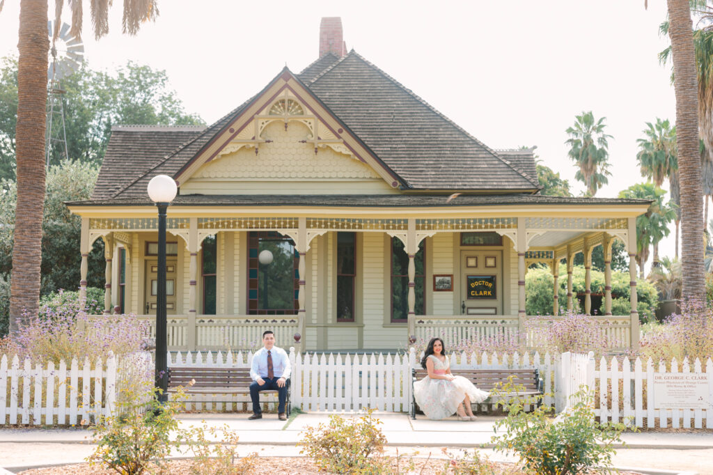 couple engagement photo session in fullerton arboretum in orange county